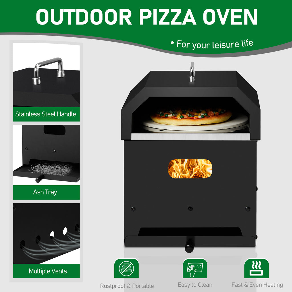 REYVON Black, Square 4-in-1 Outdoor Wood-Fired, Charcoal,& BBQ Grill